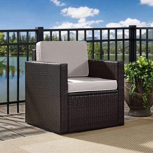 Crosley Furniture Patio Chairs And Chair Sets Gray Crosely Furniture - Palm Harbor Outdoor Wicker Armchair Gray/Brown - KO70088BR-GY - Gray