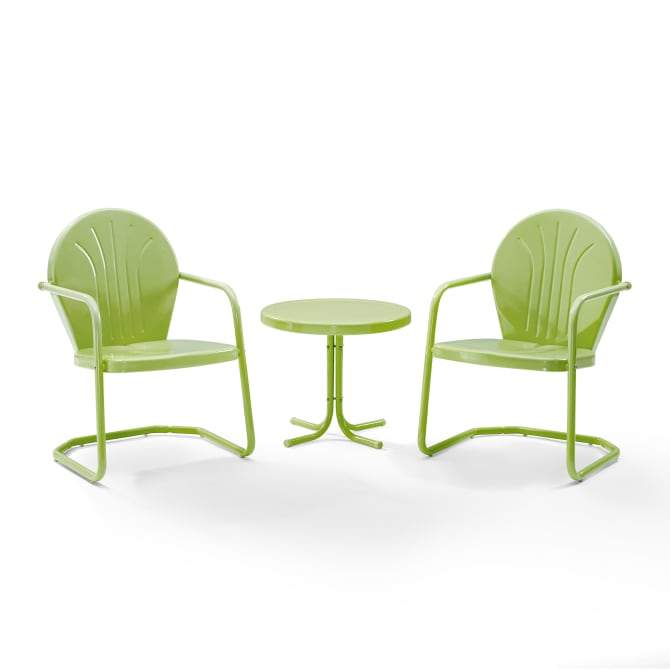 Crosley Furniture Patio Chairs And Chair Sets Key Lime Gloss Crosely Furniture - Griffith 3Pc Outdoor Metal Armchair Set Include Color - Side Table & 2 Chairs - KO10004XX