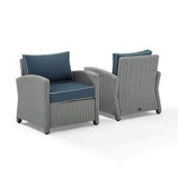 Crosley Furniture Patio Chairs And Chair Sets Navy Crosely Furniture - Bradenton 2Pc Outdoor Wicker Armchair Set Include Color/Gray - 2 Armchairs - KO70026GY-XX