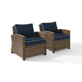 Crosley Furniture Patio Chairs And Chair Sets Navy Crosely Furniture - Bradenton 2Pc Outdoor Wicker Armchair Set Include Color/Weathered Brown - 2 Armchairs - KO70026WB-XX