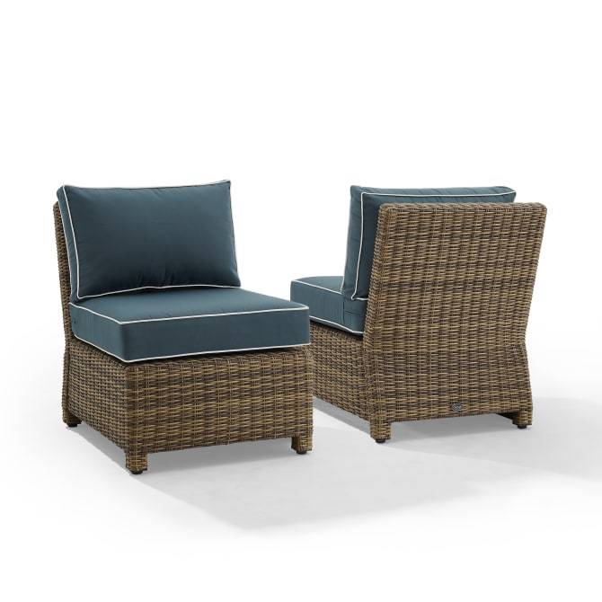 Crosley Furniture Patio Chairs And Chair Sets Navy Crosely Furniture - Bradenton 2Pc Outdoor Wicker Chair Set Include Color/ Weathered Brown - 2 Armless Chairs - KO70173WB-XX