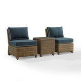 Crosley Furniture Patio Chairs And Chair Sets Navy Crosely Furniture - Bradenton 3Pc Outdoor Wicker Chair Set Gray/ Weathered Brown - Side Table & 2 Armless Chairs - KO70174WB-GY - Gray