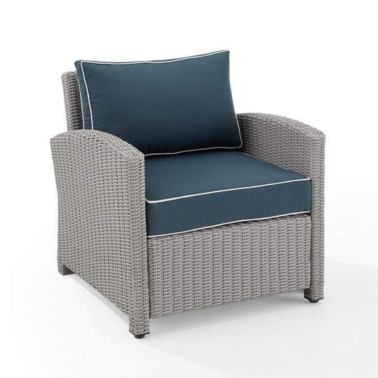 Crosley Furniture Patio Chairs And Chair Sets Navy Crosely Furniture - Bradenton Outdoor Wicker Armchair Include Color/Gray - KO70023GY-XX