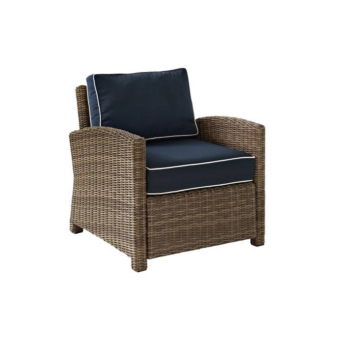 Crosley Furniture Patio Chairs And Chair Sets Navy Crosely Furniture - Bradenton Outdoor Wicker Armchair Include Color/Weathered Brown - KO70023WB-XX