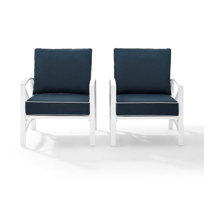 Crosley Furniture Patio Chairs And Chair Sets Navy Crosely Furniture - Kaplan 2Pc Outdoor Metal Armchair Set Include Color/White - 2 Chairs - KO60013WH-XX
