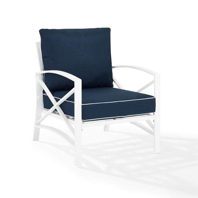 Crosley Furniture Patio Chairs And Chair Sets Navy Crosely Furniture - Kaplan Outdoor Metal Armchair Include Color/White - KO60007WH-XX