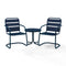 Crosley Furniture Patio Chairs And Chair Sets Navy Gloss Crosely Furniture - Brighton 3Pc Outdoor Metal Armchair Set Include Color - Side Table & 2 Chairs - KO10013XX