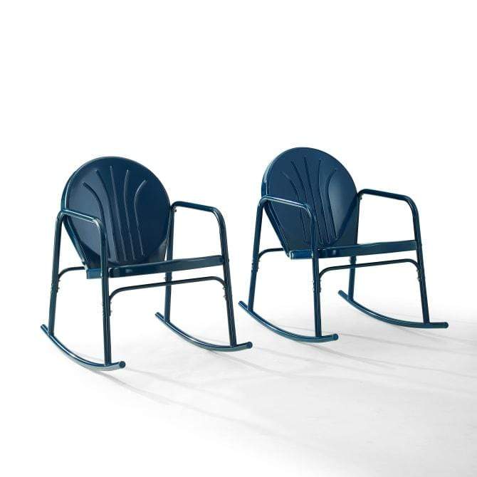 Crosley Furniture Patio Chairs And Chair Sets Navy Gloss Crosely Furniture - Griffith 2Pc Outdoor Metal Rocking Chair Set - Include Color - 2 Rocking Chairs - CO1013-XX