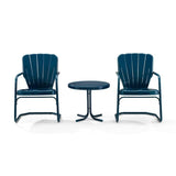 Crosley Furniture Patio Chairs And Chair Sets Navy Gloss Crosely Furniture - Ridgeland 3Pc Outdoor Metal Armchair Set Navy - Side Table & 2 Chairs - KO10012NV - Navy Gloss