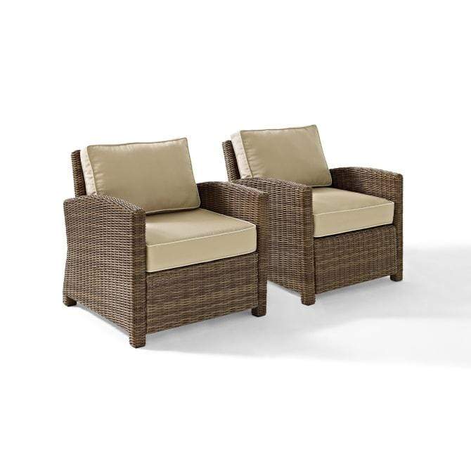 Crosley Furniture Patio Chairs And Chair Sets Sand Crosely Furniture - Bradenton 2Pc Outdoor Wicker Armchair Set Include Color/Weathered Brown - 2 Armchairs - KO70026WB-XX