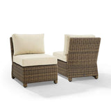 Crosley Furniture Patio Chairs And Chair Sets Sand Crosely Furniture - Bradenton 2Pc Outdoor Wicker Chair Set Include Color/ Weathered Brown - 2 Armless Chairs - KO70173WB-XX