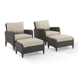 Crosley Furniture Patio Chairs And Chair Sets Sand Crosely Furniture - Kiawah 4Pc Outdoor Wicker Chair Set Include Color/Brown - 2 Armchairs & 2 Ottomans - KO70033BR-XX
