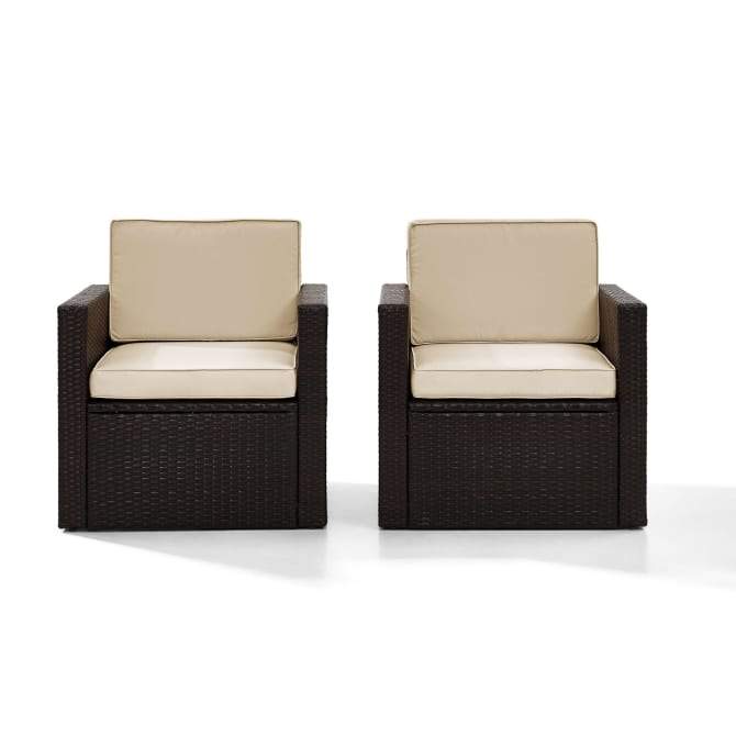 Crosley Furniture Patio Chairs And Chair Sets Sand Crosely Furniture - Palm Harbor 3Pc Outdoor Wicker Chair Set Include Color/Brown - Side Table & 2 Chairs - KO70055BR-XX