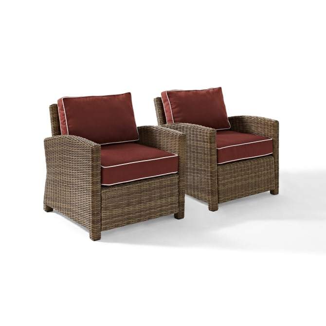 Crosley Furniture Patio Chairs And Chair Sets Sangria Crosely Furniture - Bradenton 2Pc Outdoor Wicker Armchair Set Include Color/Weathered Brown - 2 Armchairs - KO70026WB-XX