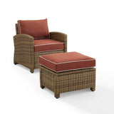 Crosley Furniture Patio Chairs And Chair Sets Sangria Crosely Furniture - Bradenton 2Pc Outdoor Wicker Armchair Set Include Color/Weathered Brown - Armchair & Ottoman - KO70181WB-XX