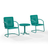 Crosley Furniture Patio Chairs And Chair Sets Turquoise Gloss Crosely Furniture - Bates 3Pc Outdoor Metal Chair Set Include Color - Side Table & 2 Armchairs - KO10019XX