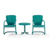 Crosley Furniture Patio Chairs And Chair Sets Turquoise Gloss Crosely Furniture - Ridgeland 3Pc Outdoor Metal Armchair Set Navy - Side Table & 2 Chairs - KO10012NV - Navy Gloss