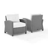 Crosley Furniture Patio Chairs And Chair Sets White Crosely Furniture - Bradenton 2Pc Outdoor Wicker Armchair Set Include Color/Gray - 2 Armchairs - KO70026GY-XX