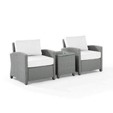 Crosley Furniture Patio Chairs And Chair Sets White Crosely Furniture - Bradenton 3Pc Outdoor Wicker Armchair Set Include Color/Gray - Side Table & 2 Armchairs - KO70052GY-XX