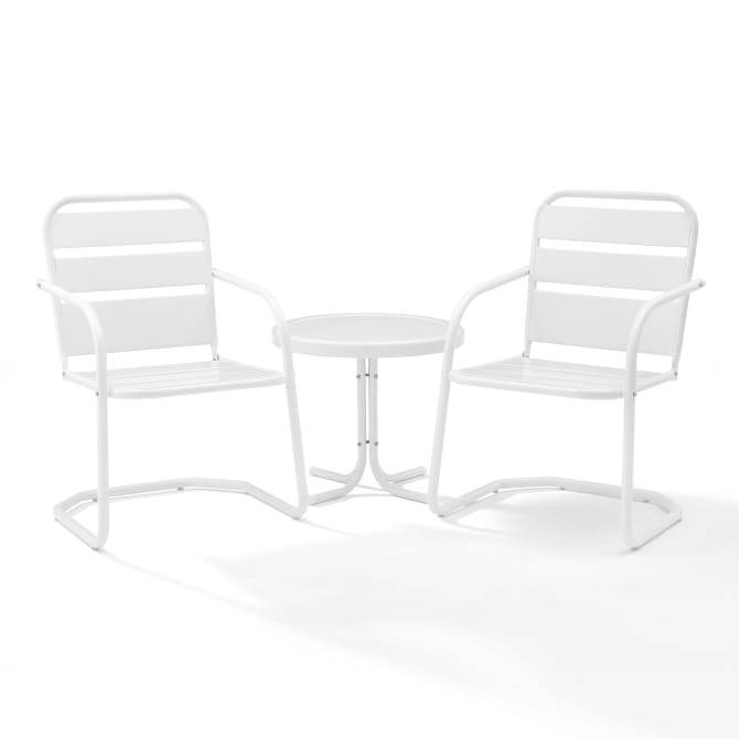 Crosley Furniture Patio Chairs And Chair Sets White Gloss Crosely Furniture - Brighton 3Pc Outdoor Metal Armchair Set Include Color - Side Table & 2 Chairs - KO10013XX