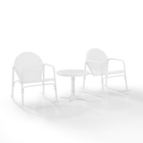 Crosley Furniture Patio Chairs And Chair Sets White Gloss Crosely Furniture - Griffith 3Pc Outdoor Metal Rocking Chair Set - Include Color - Side Table & 2 Rocking Chairs - KO10020XX