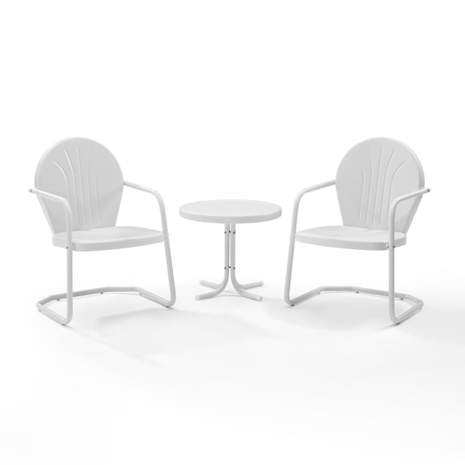 Crosley Furniture Patio Chairs And Chair Sets White Gloss/White Satin Crosely Furniture - Griffith 3Pc Outdoor Metal Armchair Set Include Color - Side Table & 2 Chairs - KO10004XX