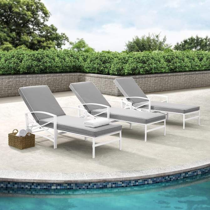 Crosley Furniture Patio Chaise Lounges Crosely Furniture - Kaplan Outdoor Metal Chaise Lounge Include Color/White - KO60018WH-XX