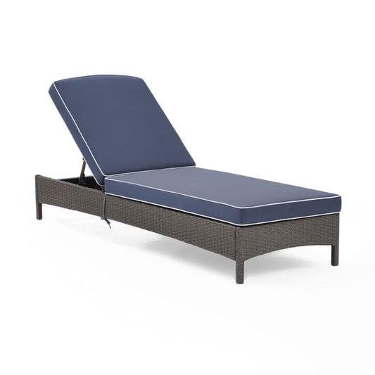 Crosley Furniture Patio Chaise Lounges Crosely Furniture - Palm Harbor Outdoor Wicker Chaise Lounge Navy/Weathered Gray - CO7122WG-NV - Navy