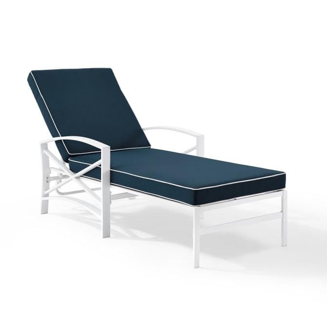 Crosley Furniture Patio Chaise Lounges Navy Crosely Furniture - Kaplan Outdoor Metal Chaise Lounge Include Color/White - KO60018WH-XX