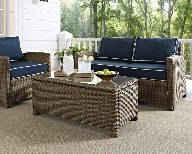 Crosley Furniture Patio Coffee Tables Crosely Furniture - Bradenton Outdoor Wicker Coffee Table Gray/Weathered Brown - CO7208-XX