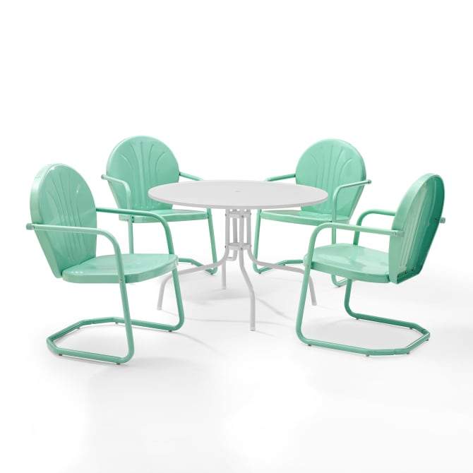 Crosley Furniture Patio Dining Sets Aqua Gloss Crosely Furniture - Griffith 5Pc Outdoor Metal Dining Set Include Color/White Satin - Table & 4 Chairs - KOD100XXX