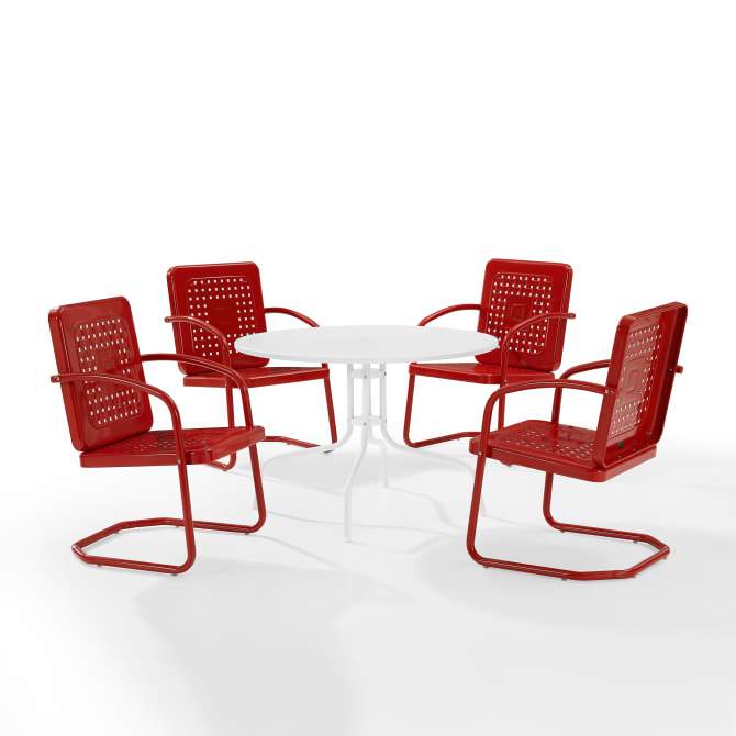 Crosley Furniture Patio Dining Sets Bright Red Gloss Crosely Furniture - Bates 5Pc Outdoor Metal Dining Set - Include Color - Dining Table & 4 Armchairs - KO10017XX