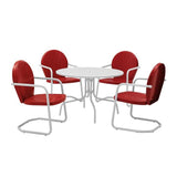 Crosley Furniture Patio Dining Sets Bright Red Gloss Crosely Furniture - Griffith 5Pc Outdoor Metal Dining Set Include Color/White Satin - Table & 4 Chairs - KOD100XXX