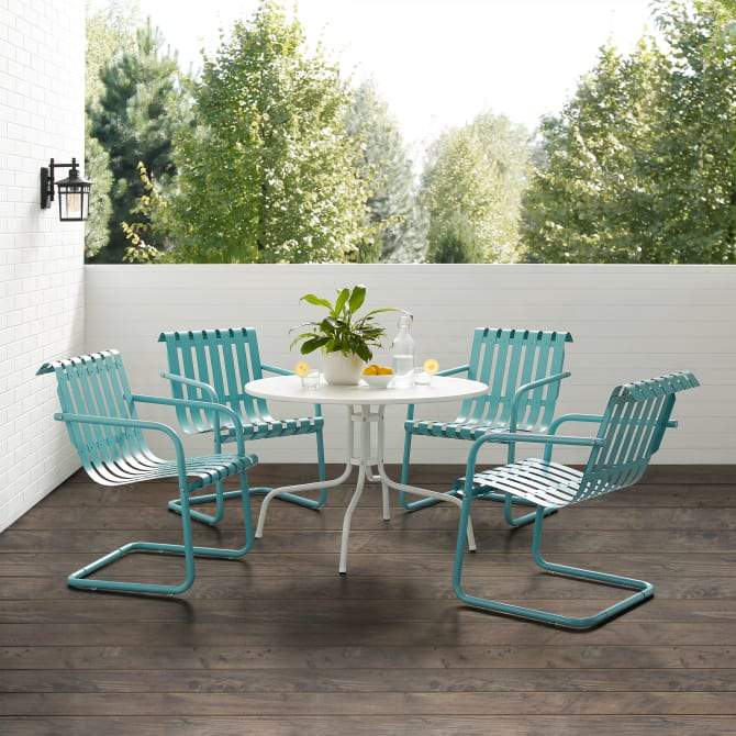Crosley Furniture Patio Dining Sets Crosely Furniture - Gracie 5Pc Outdoor Metal Dining Set Include Color/White Satin - Dining Table & 4 Armchairs - KO10018XX