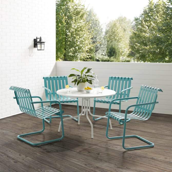 Crosley Furniture Patio Dining Sets Crosely Furniture - Gracie 5Pc Outdoor Metal Dining Set Include Color/White Satin - Dining Table & 4 Armchairs - KO10018XX