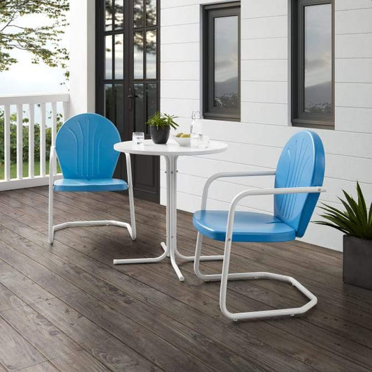 Crosley Furniture Patio Dining Sets Crosely Furniture - Griffith 3Pc Outdoor Metal Bistro Set Include Color/White Satin - Bistro Table & 2 Chairs - KO10008XX
