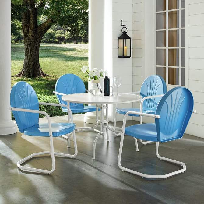 Crosley Furniture Patio Dining Sets Crosely Furniture - Griffith 5Pc Outdoor Metal Dining Set Include Color/White Satin - Table & 4 Chairs - KOD100XXX