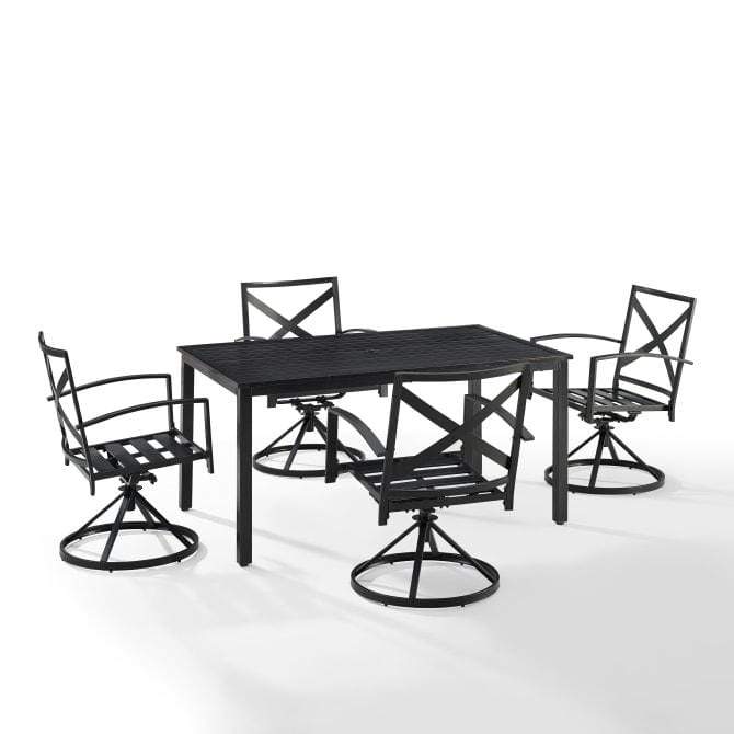 Crosley Furniture Patio Dining Sets Crosely Furniture - Kaplan 5Pc Outdoor Metal Dining Set Include Color/Oil Rubbed Bronze - Table & 4 Swivel Chairs - KO60021BZ-XX
