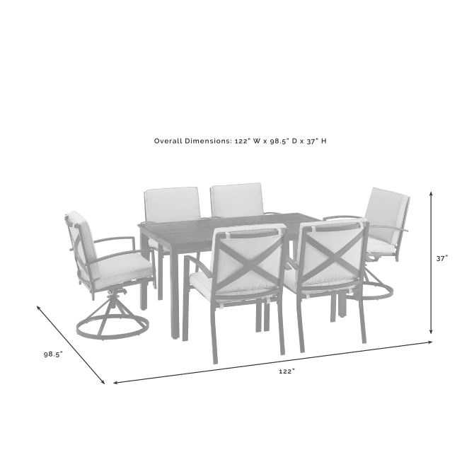 Crosley Furniture Patio Dining Sets Crosely Furniture - Kaplan 7Pc Outdoor Metal Dining Set Include Color/Oil Rubbed Bronze - Table, 2 Swivel Chairs, & 4 Regular Chairs - KO60023BZ-XX