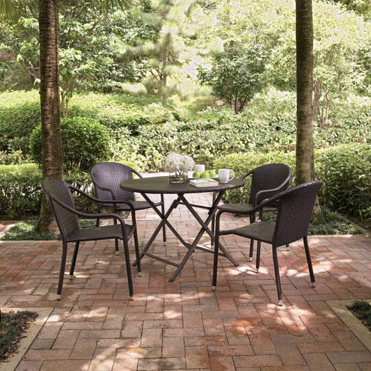 Crosley Furniture Patio Dining Sets Crosely Furniture - Palm Harbor 5Pc Outdoor Wicker Dining Set Brown - Table & 4 Chairs - KO70012BR - Brown