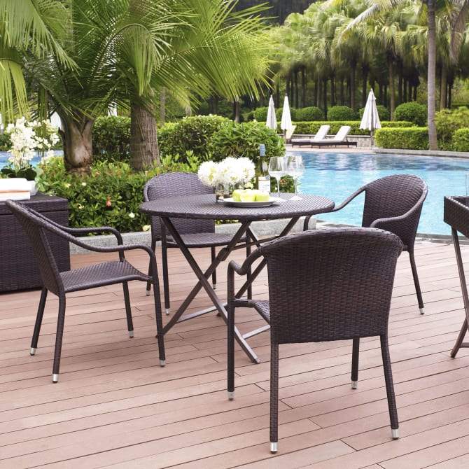 Crosley Furniture Patio Dining Sets Crosely Furniture - Palm Harbor 5Pc Outdoor Wicker Dining Set Brown - Table & 4 Chairs - KO70012BR - Brown