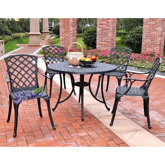 Crosley Furniture Patio Dining Sets Crosely Furniture - Sedona 42" 5Pc Outdoor Dining Set Black - 42" Table & 4 High Back Armchairs - KOD6004BK - Black