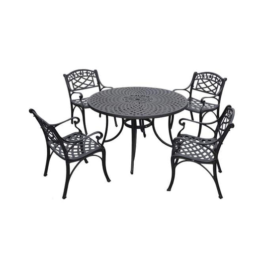 Crosley Furniture Patio Dining Sets Crosely Furniture - Sedona 46" 5Pc Outdoor Dining Set Black - 46" Table & 4 Armchairs - KOD6001BK - Black