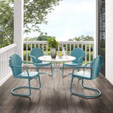 Crosley Furniture Patio Dining Sets Crosely Furniture - Tulip 5Pc Outdoor Metal Dining Set Include Cushion/White Satin - Dining Table & 4 Chairs - KO10014XX