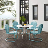 Crosley Furniture Patio Dining Sets Crosely Furniture - Tulip 5Pc Outdoor Metal Dining Set Include Cushion/White Satin - Dining Table & 4 Chairs - KO10014XX