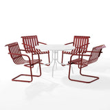 Crosley Furniture Patio Dining Sets Dark Red Satin Crosely Furniture - Gracie 5Pc Outdoor Metal Dining Set Include Color/White Satin - Dining Table & 4 Armchairs - KO10018XX