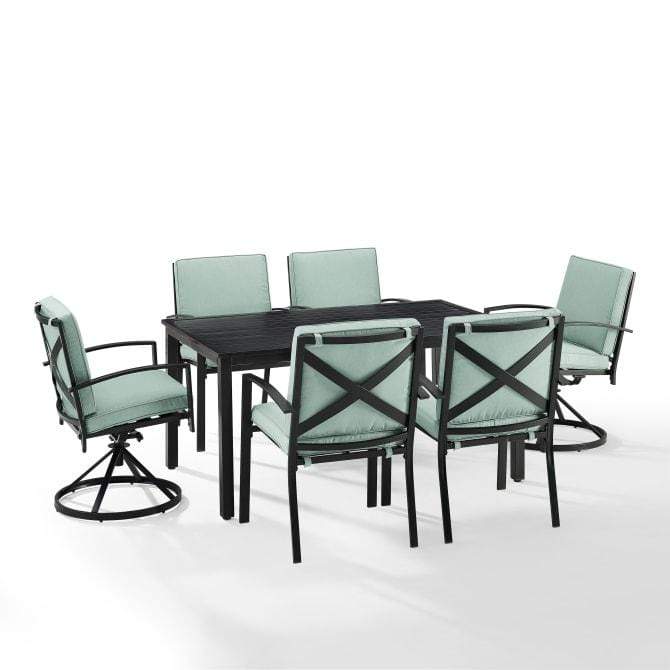 Crosley Furniture Patio Dining Sets Mist Crosely Furniture - Kaplan 7Pc Outdoor Metal Dining Set Include Color/Oil Rubbed Bronze - Table, 2 Swivel Chairs, & 4 Regular Chairs - KO60023BZ-XX