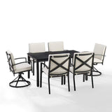 Crosley Furniture Patio Dining Sets Oatmeal Crosely Furniture - Kaplan 7Pc Outdoor Metal Dining Set Include Color/Oil Rubbed Bronze - Table, 2 Swivel Chairs, & 4 Regular Chairs - KO60023BZ-XX