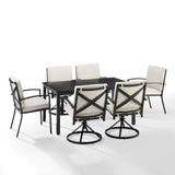 Crosley Furniture Patio Dining Sets Oatmeal Crosely Furniture - Kaplan 7Pc Outdoor Metal Dining Set Include Color/Oil Rubbed Bronze - Table, 4 Swivel Chairs, & 2 Regular Chairs - KO60024BZ-XX