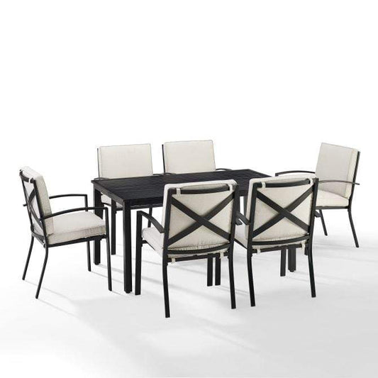 Crosley Furniture Patio Dining Sets Oatmeal Crosely Furniture - Kaplan 7Pc Outdoor Metal Dining Set Include Color/Oil Rubbed Bronze - Table & 6 Chairs - KO60020BZ-XX